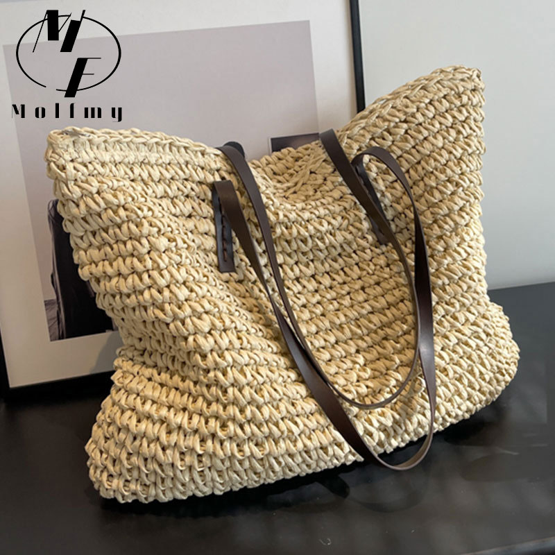 Luxury Bags For Summer - Straw Woven Tote Bags Casual Large