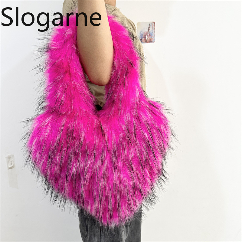 Luxury Bags Dropshipping - Faux Raccoon Fur Handbag 2026 New