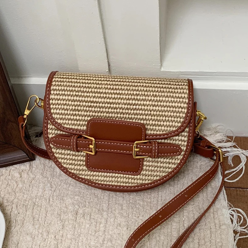 Luxury Bags 2026 - England Style Mini Straw Saddle Bags