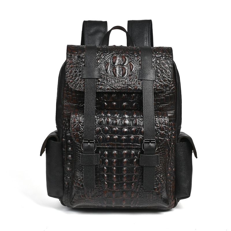 Genuine Leather Backpack - 2026 New Fashion Alligator Brand Natural