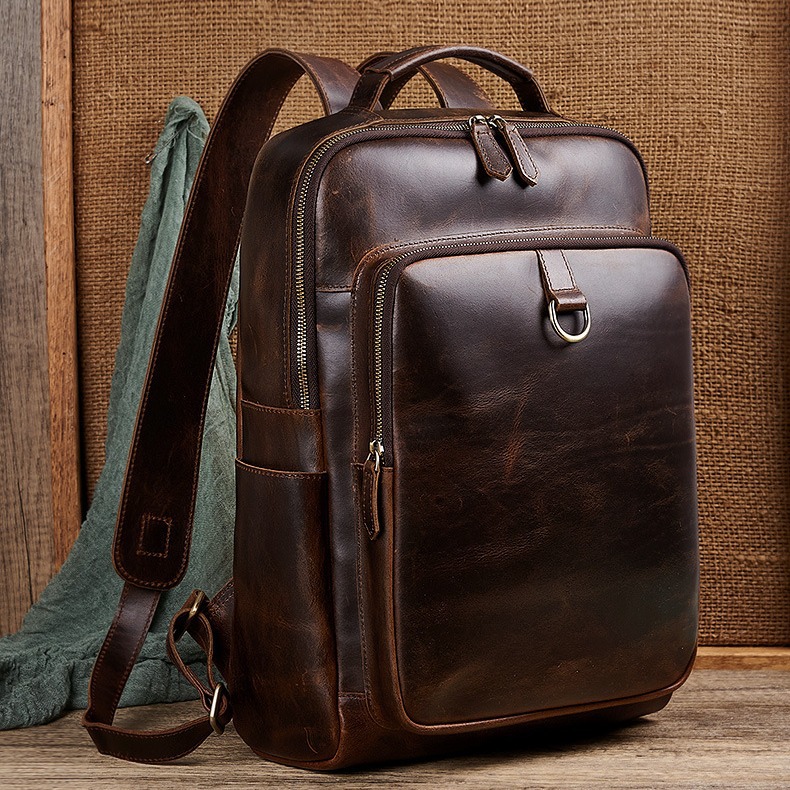 Men's Top Grain Waxed Leather  - Genuine Leather Backpack ulasan dan harga