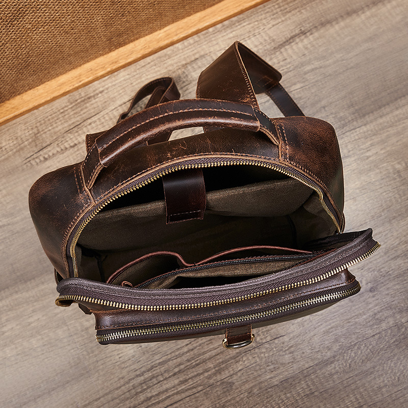Men's Top Grain Waxed Leather  - Genuine Leather Backpack ulasan dan harga