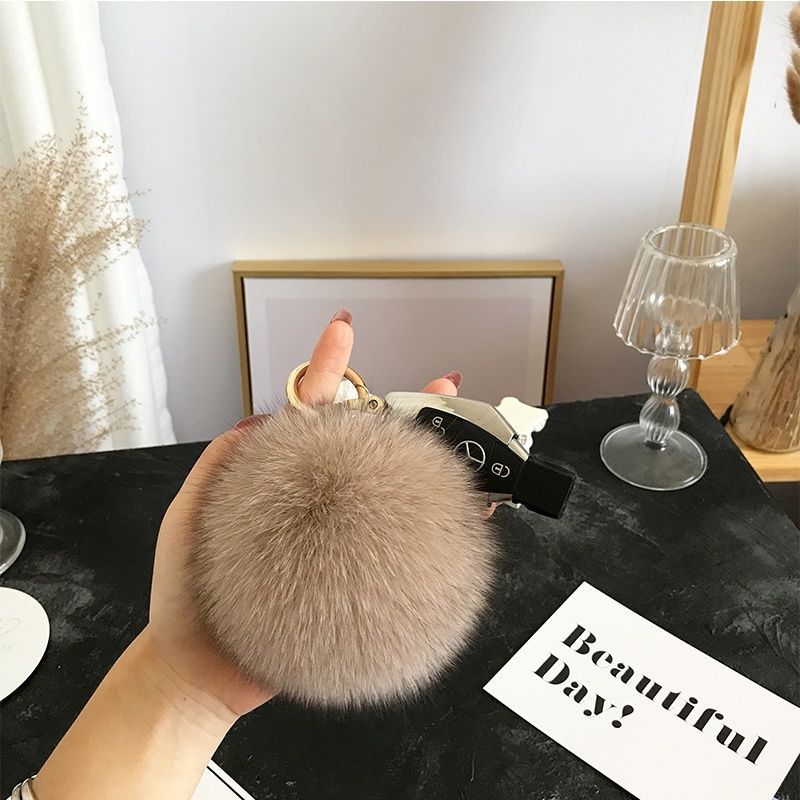 2024 Fluffy Real Fox Fur Ball  - Luxury Bags Yellow ulasan dan harga