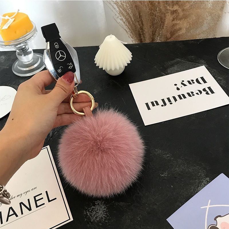 2024 Fluffy Real Fox Fur Ball  - Luxury Bags Yellow ulasan dan harga