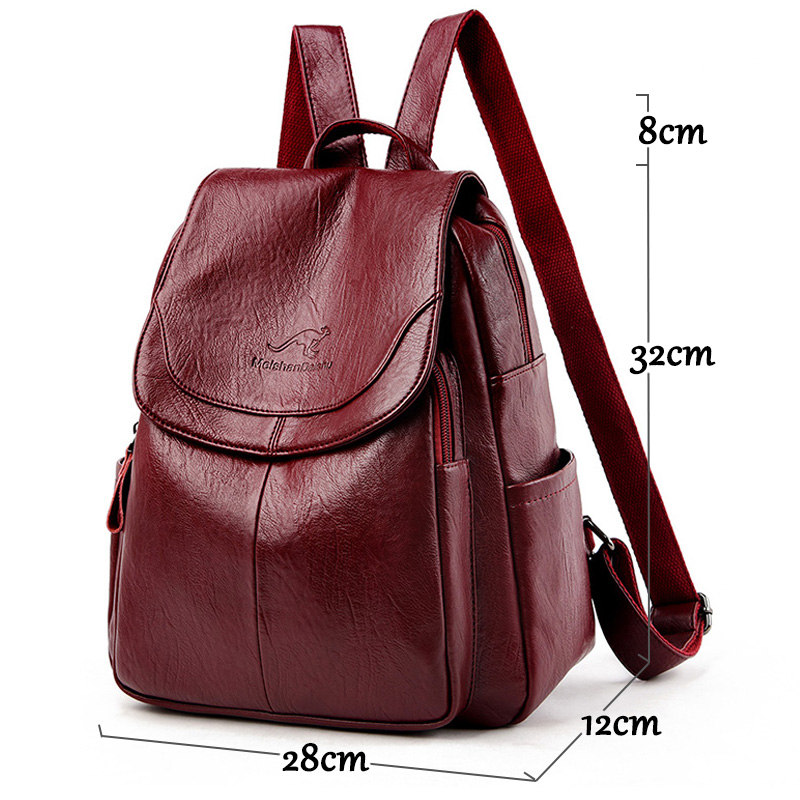 9 Color Women Soft Leather Bac - Genuine Leather Backpack ulasan dan harga