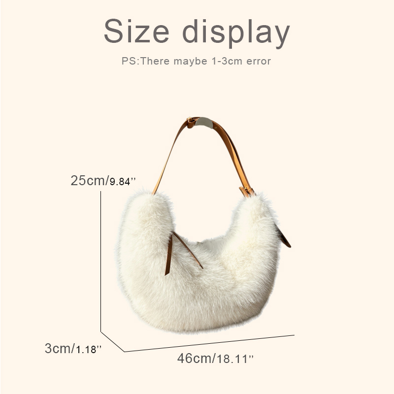 Fashion Faux Fur Half Moon Bag - Luxury Bags 2026 ulasan dan harga