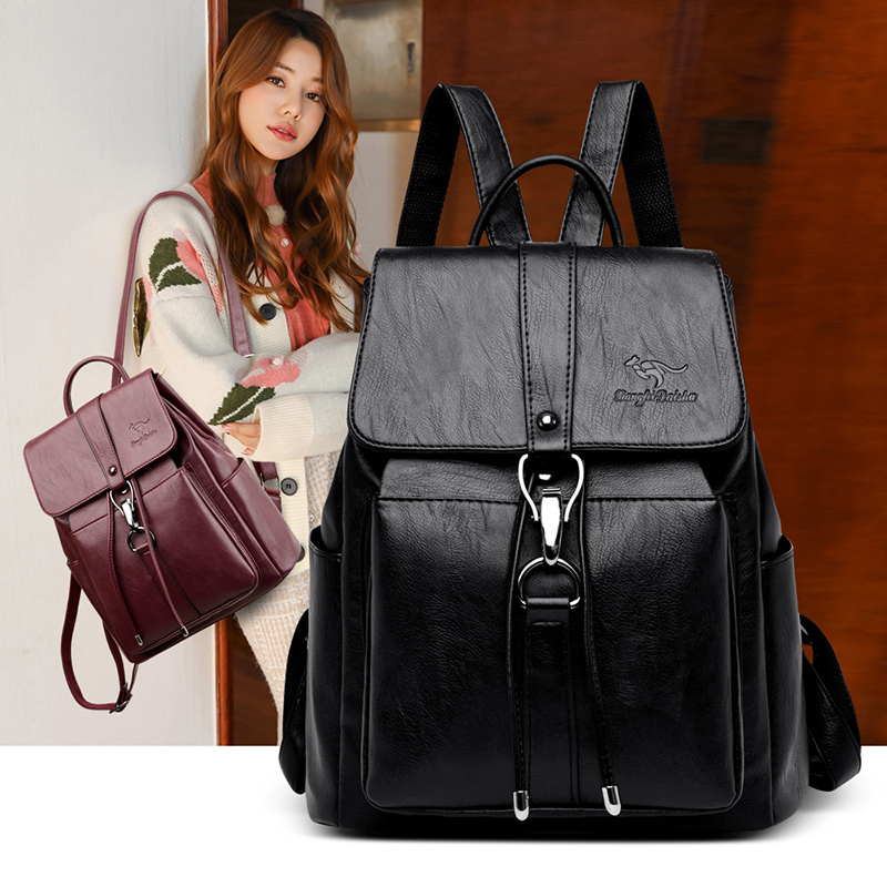 Anti Theft Backpack Women Shou - Genuine Leather Backpack ulasan dan harga