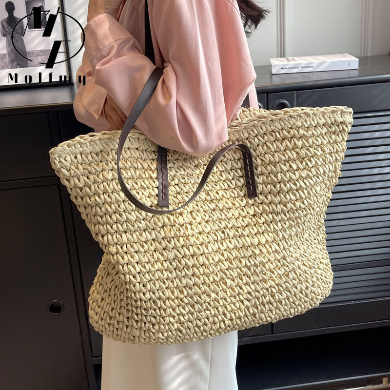 Straw Woven Tote Bags Casual L - Luxury Bags For Summer ulasan dan harga