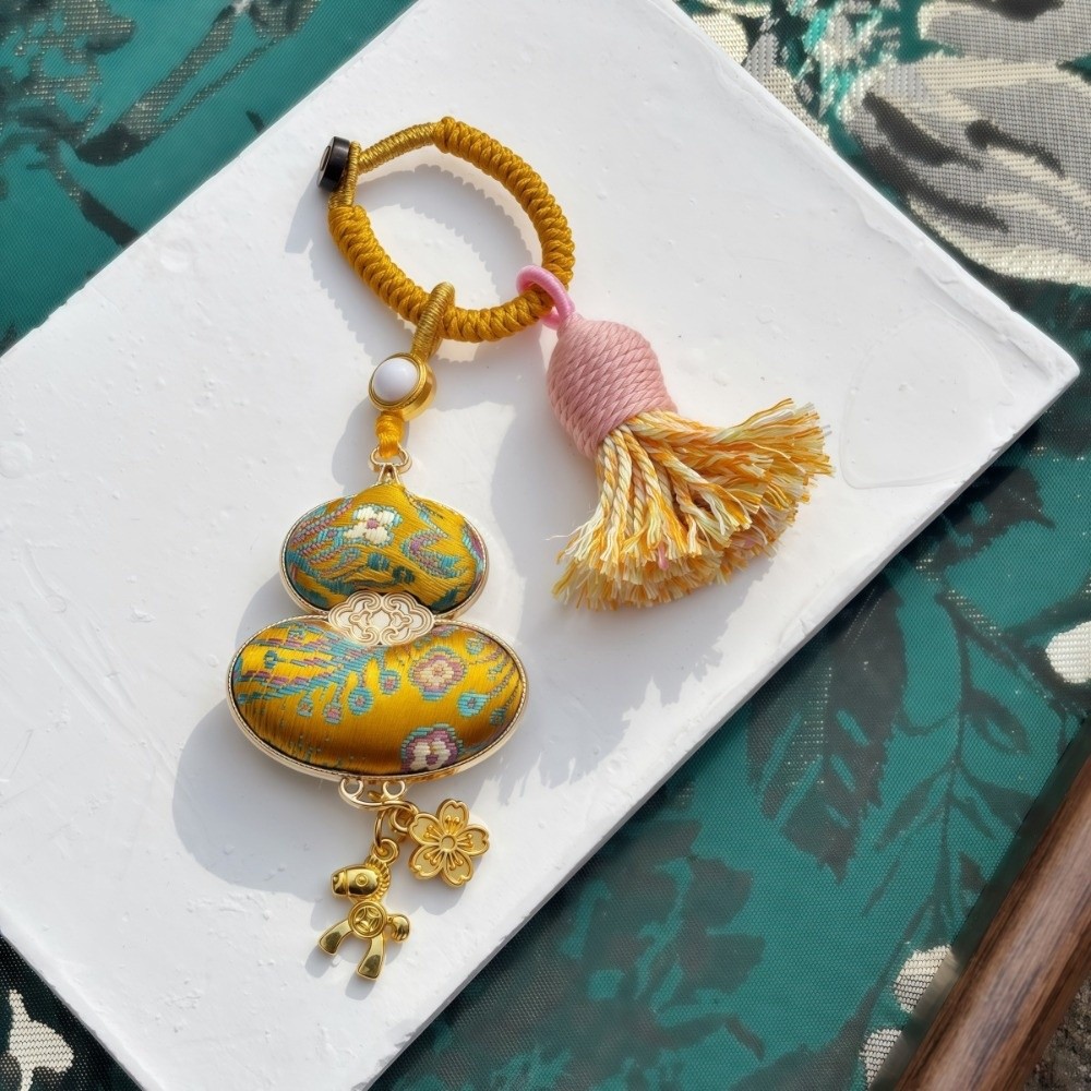 Luxury Brocade Gourd Pendant B - Luxury Bags Yellow ulasan dan harga
