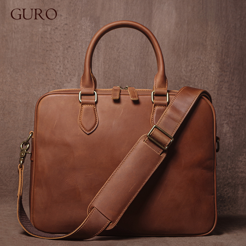 GURO Men Crazy Horse Cowhide B - Luxury Bags For Men ulasan dan harga