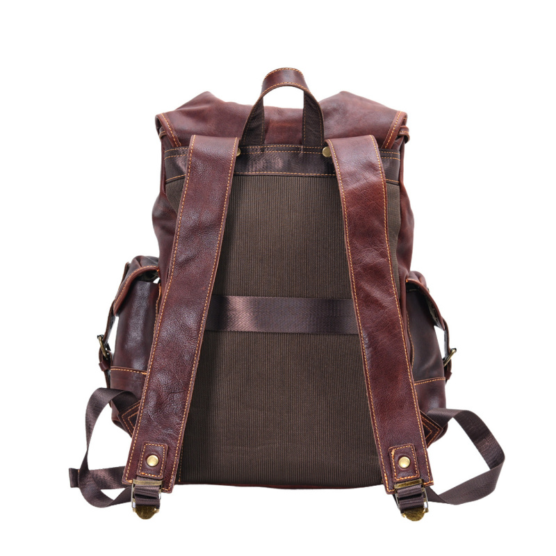 Retro Men's Shoulder Bag Leath - Genuine Leather Backpack ulasan dan harga
