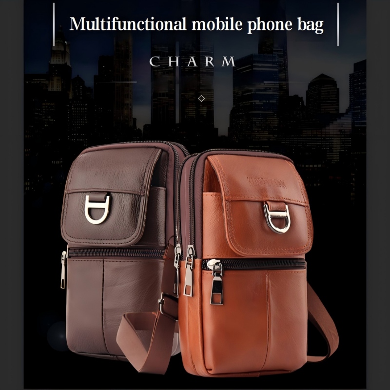 Men's Leather Waist Bag - Larg - Genuine Leather Backpack ulasan dan harga