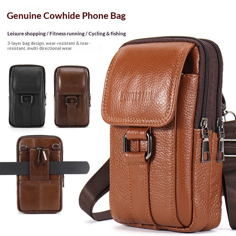 Genuine Leather Men's Phone Be - Genuine Leather Backpack ulasan dan harga