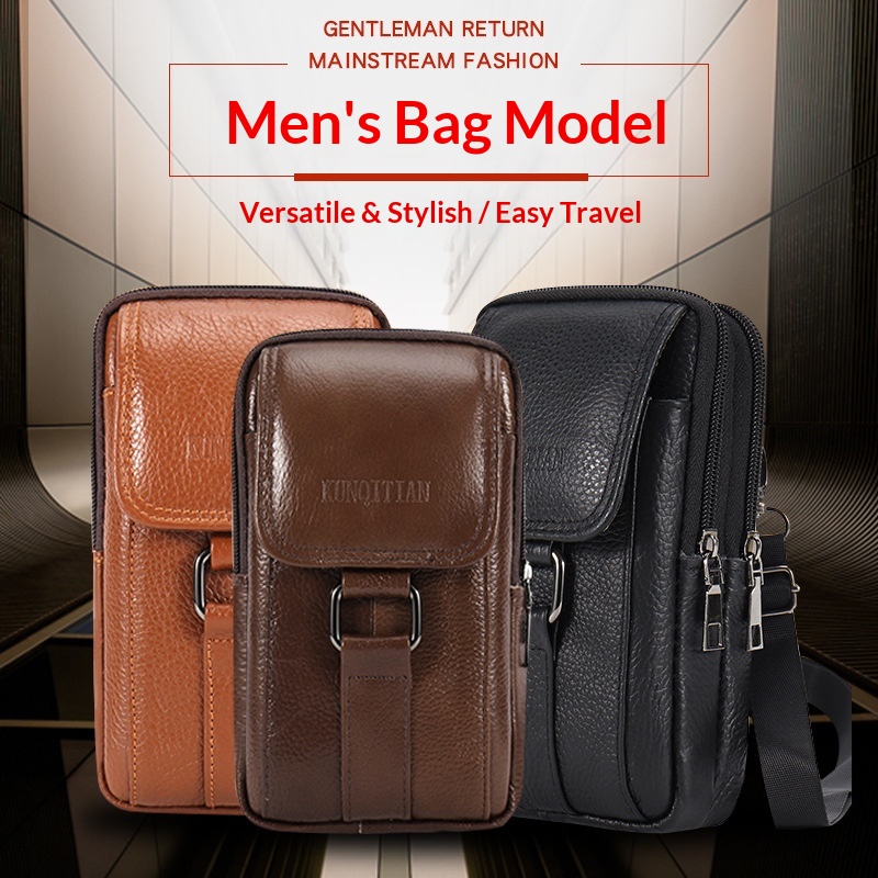 Genuine Leather Men's Phone Be - Genuine Leather Backpack ulasan dan harga