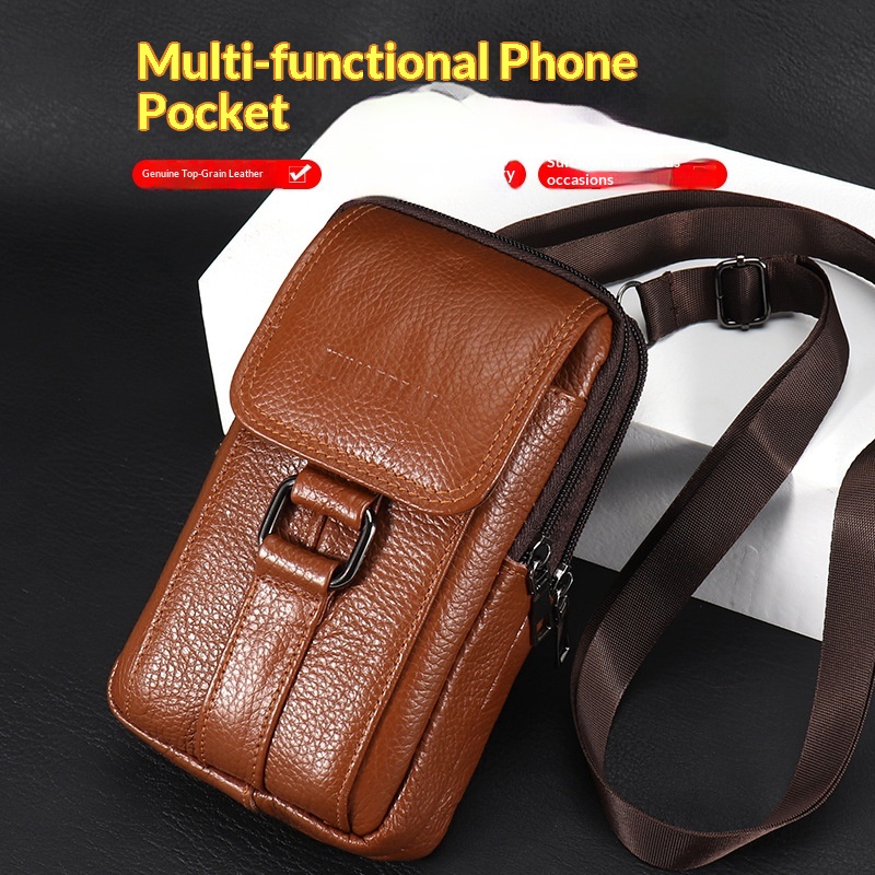 Genuine Leather Men's Phone Be - Genuine Leather Backpack ulasan dan harga